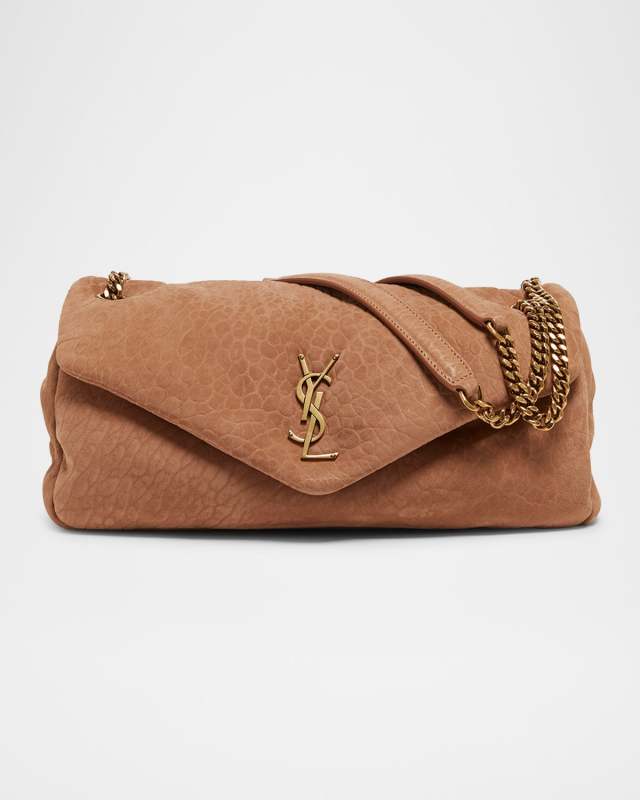 Calypso Medium YSL Shoulder Bag in Grained Nubuck Leather
